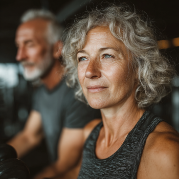 Група пожилих людей займається фітнесом